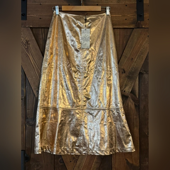 Tuckernuck x India Hicks Gold Metallic London A-Line Midi...